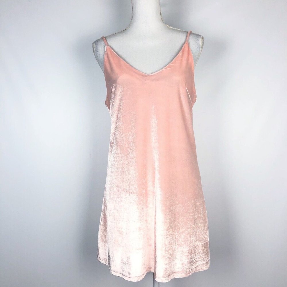 Kalani Hilliker Alyce Paris Pastel Pink Velvet Dress Spaghetti Strap XS